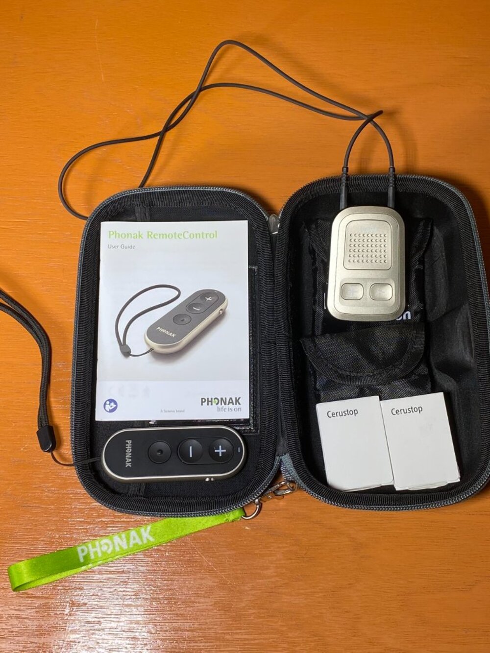 Phonak Hearing Aid Accessory Bundle - Remote, ComPilot, 2x Cerustop Wax Guards